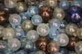 Vintage old christmas balls background white, blue and brown colors Royalty Free Stock Photo