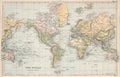 Vintage Antique Historical World Map Royalty Free Stock Photo