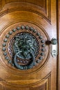 Vintage old door with lion door knocker, Quinta da Regaleira Pal