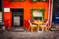 Vintage old fashioned cafe chairs with table in Copenhagen Royalty Free Stock Photo