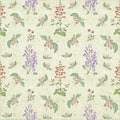 Vintage old floral botany repeat pattern paper wallpaper