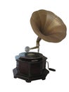 Vintage old gramophone record player isolated over white Royalty Free Stock Photo