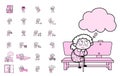 Vintage Old Granny Character - Set of Concepts Vector illustrations