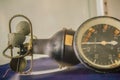 Vintage old hemispherical cup anemometer, a device used for meas Royalty Free Stock Photo