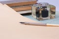 Vintage old ink pen, handwrite letters