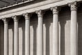 Vintage Old Justice Courthouse Column. Neoclassical colonnade with corinthian columns as part of a public building Royalty Free Stock Photo