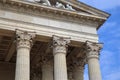 Vintage Old Justice Courthouse Column. Neoclassical colonnade with corinthian columns as part of a public building Royalty Free Stock Photo