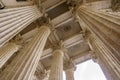 Vintage Old Justice Courthouse Column. Neoclassical colonnade with corinthian columns as part of a public building Royalty Free Stock Photo