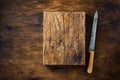 Vintage old knife and Empty cutting Board