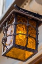 Vintage old lantern on a city street Royalty Free Stock Photo