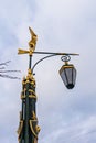 St. Petersburg, Russia, February 4, 2024. Vintage lantern on the embankment of the Moika River. Royalty Free Stock Photo