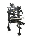 Vintage old letterpress printing manual machine isolated on whit Royalty Free Stock Photo
