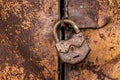 Vintage Old Lock on the grunge Door Royalty Free Stock Photo