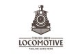 Vintage Old Locomotive Train Machine Logo Design Vector