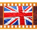 Vintage old 35mm frame photo film with UK, British flag, Union J Royalty Free Stock Photo