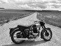 Vintage old motorcycle motorbike long road