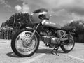 Vintage old motorcycle motorbike long road