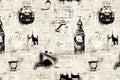 Vintage old newspaper paper London grunge collage horizontal background