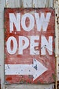 Vintage old Now Open Sign Royalty Free Stock Photo