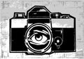 Vintage old photo camera drawn vector llustration Royalty Free Stock Photo