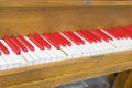 Vintage old piano. Close-up of keyboard keys Royalty Free Stock Photo