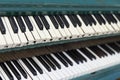 Vintage old piano. Close-up of keyboard keys Royalty Free Stock Photo