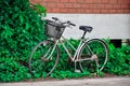 Vintage old retro bike and red brick wall Royalty Free Stock Photo