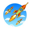 Vintage, old rockets on a sky background Royalty Free Stock Photo