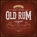 Vintage Old Rum Label For Bottle