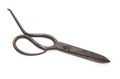 Vintage old scissors of tailoring isolated on white Royalty Free Stock Photo