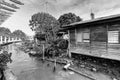 Vintage old shack slum house near Malacca river Royalty Free Stock Photo