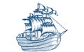 Vintage old ship galleon sketch
