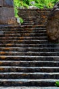 Vintage Old Stone stairs made of stone blocks going up at Golconda Fort Royalty Free Stock Photo