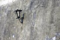 Vintage Old Street Classic Iron Lantern On The House Wall, Close Up.