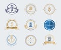 Vintage old style shield logo icon template set