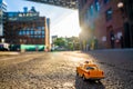 Vintage old Taxi toy in New York City Royalty Free Stock Photo