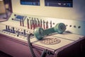 Vintage old telephone, Green retro phone Royalty Free Stock Photo