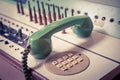 Vintage old telephone, Green retro phone Royalty Free Stock Photo