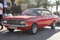 Vintage old-timer red Opel rekord coupe car. Royalty Free Stock Photo