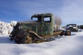 Vintage Old Truck from Cattle Ranch, Winter Snow Royalty Free Stock Photo