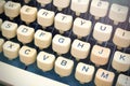 Vintage old typewriter keyboard diagonal rows forming a background Royalty Free Stock Photo