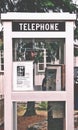 Vintage Old white wooden Swedish Telephone Booth