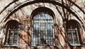 Vintage old window with rusty bars Royalty Free Stock Photo