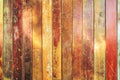 Vintage old wood texture, Colorful vertical plank background, pattern of old orange vertical wooden planks. colorful wooden backgr Royalty Free Stock Photo