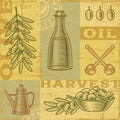 Vintage olive harvest background