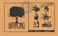 Vintage olive tree emblem with icons Royalty Free Stock Photo