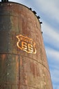 Vintage rusty Route 66 sign painted on metal tank Royalty Free Stock Photo