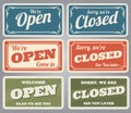 Vintage open and closed vector shop signs Royalty Free Stock Photo