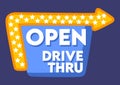 vintage open drive thru 24 hour Royalty Free Stock Photo