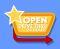 vintage open drive thru 24 hour Royalty Free Stock Photo